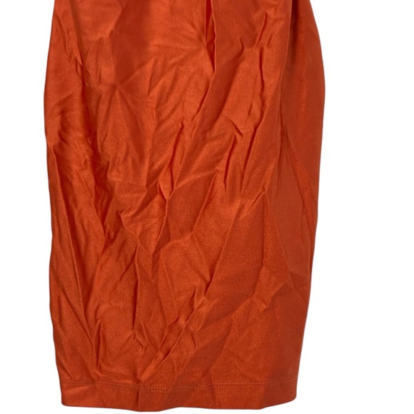 Haute Monde | Orange silky sleeveless deep v-neck midi dress - Picture 5 of 12